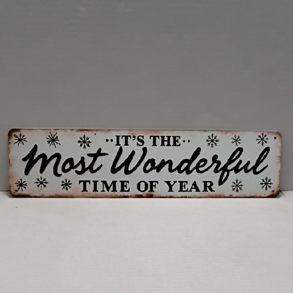Festive Metal Wall / Wreath Sign‎ with Holiday Message